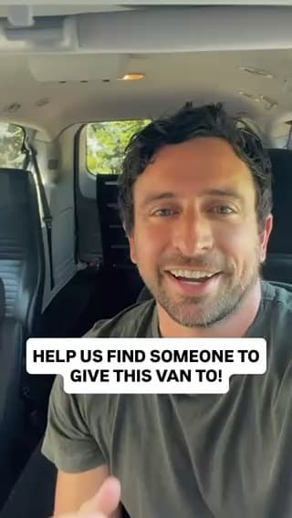Inside the van, captioned "Help us find someone to give this van to!"